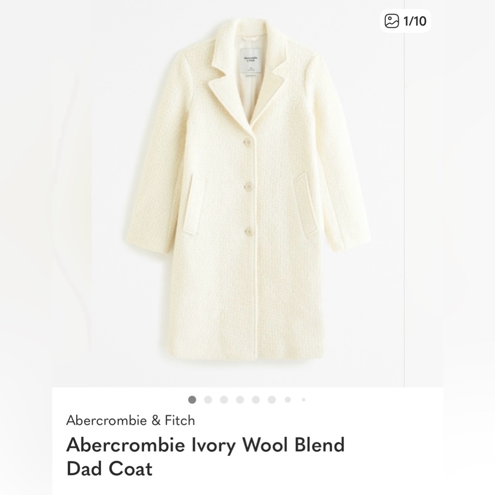 NWT Abercrombie & Fitch Women's Cream Dad Coat